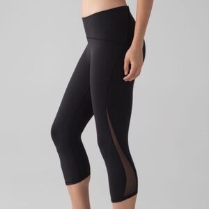Lululemon Train Times Crop Mesh Leggings Pants Black size 2